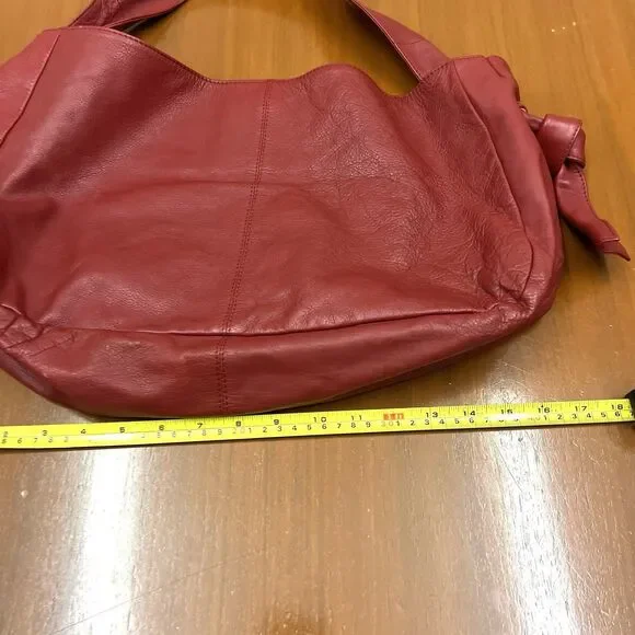 J.Jill Leather Hobo Slouch Tie Knot Large Red Handbag - Picture 13 of 16
